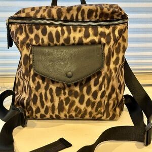 Banana Republic Leopard Print Nylon Backpack with Black Trim